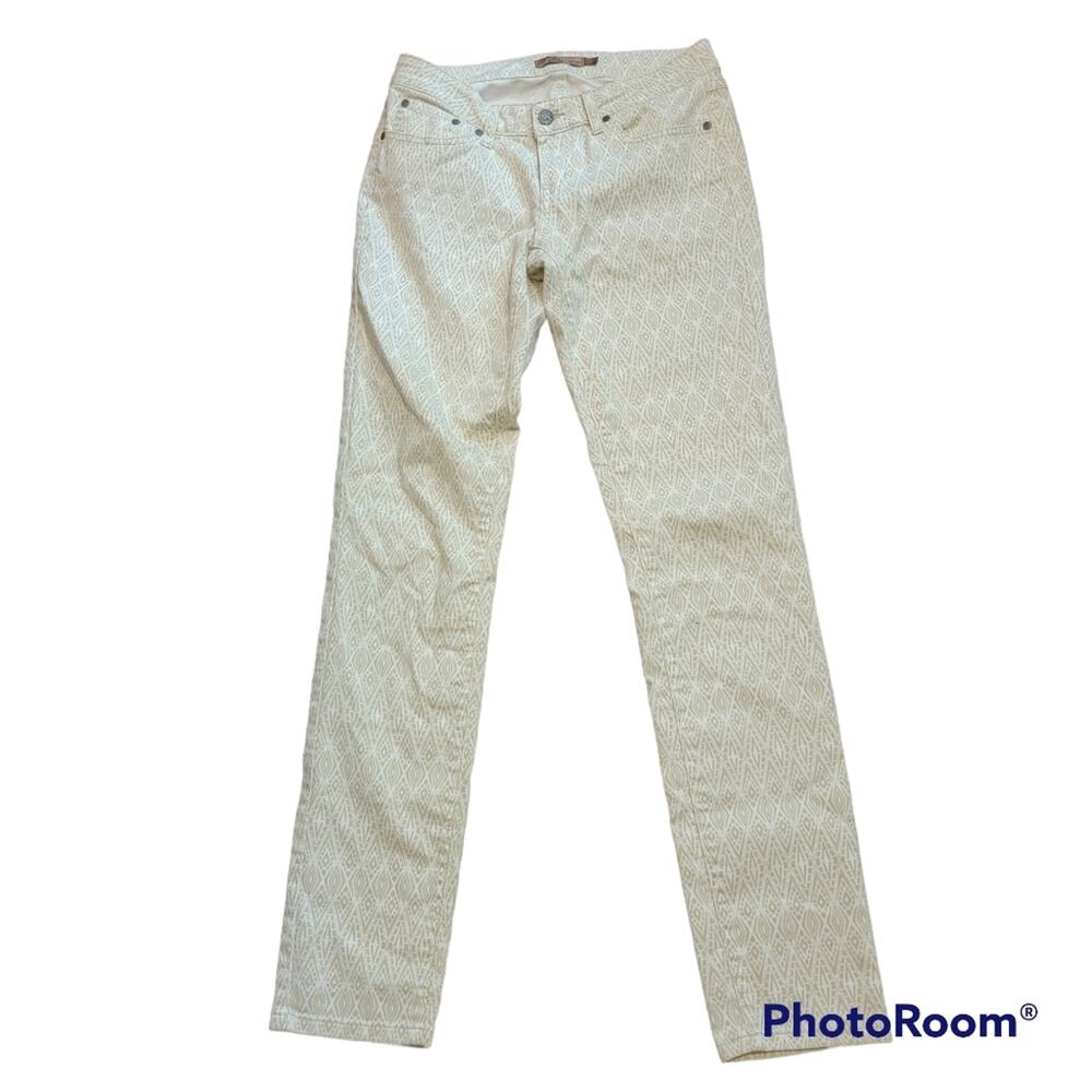 Prana Kara Diamond Patterned Cream/Light Olive Pants 2/26
